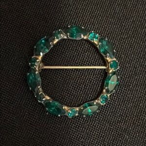 Elegant Green Gemstone Brooch